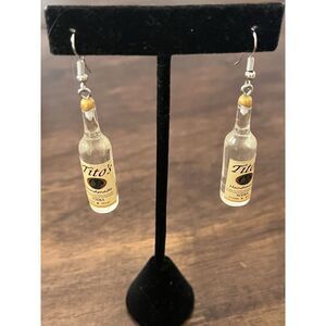 Tito’s Unbranded Dangle Earrings 2.5” Drop Alcohol Vodka Silver-tone